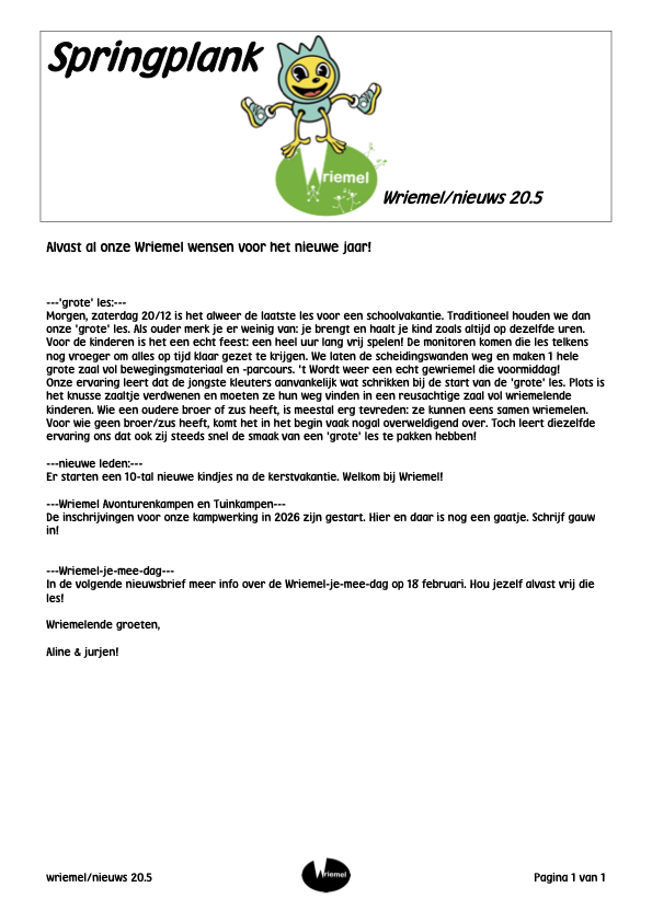 Springplank kalender